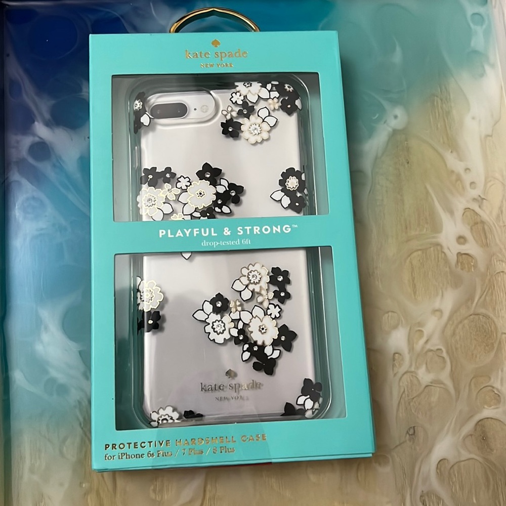 New Kate Spade Playful & Strong IPhone Floral Phone Case with rhinestones